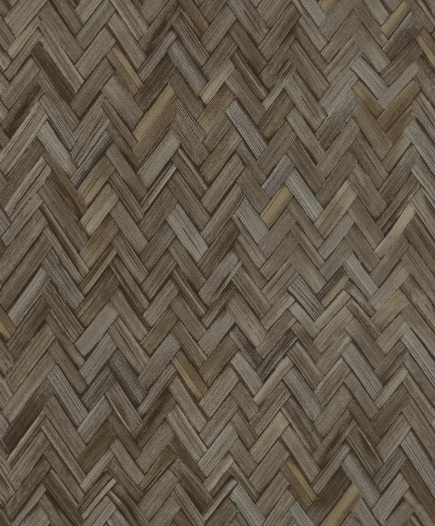 Wallpaper Tawny with a brown and ochre chevron wood effect