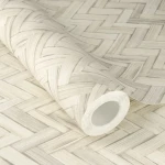 Wallpaper Light Barley with woven bamboo-effect chevrons in beige