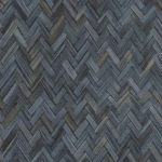 Wallpaper Silver with grey-blue woven chevrons and gold flecks