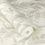 Wallpaper Pearl with grey and pale green tropical leaves