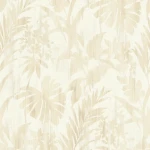 Wallpaper Citron with large palm leaves in beige on ivory