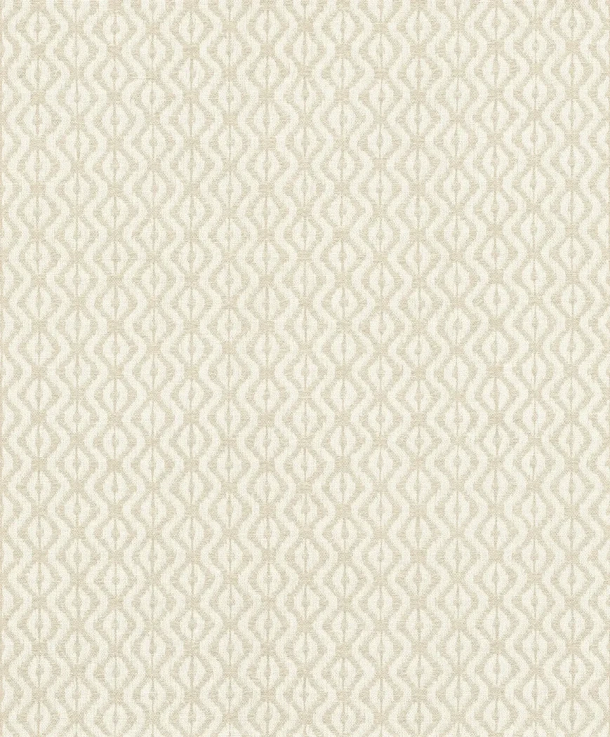 Wallpaper Maize, beige interlaced ogee pattern on a cream ground