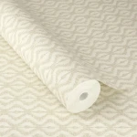Wallpaper Maize, beige interlaced ogee pattern on a cream ground