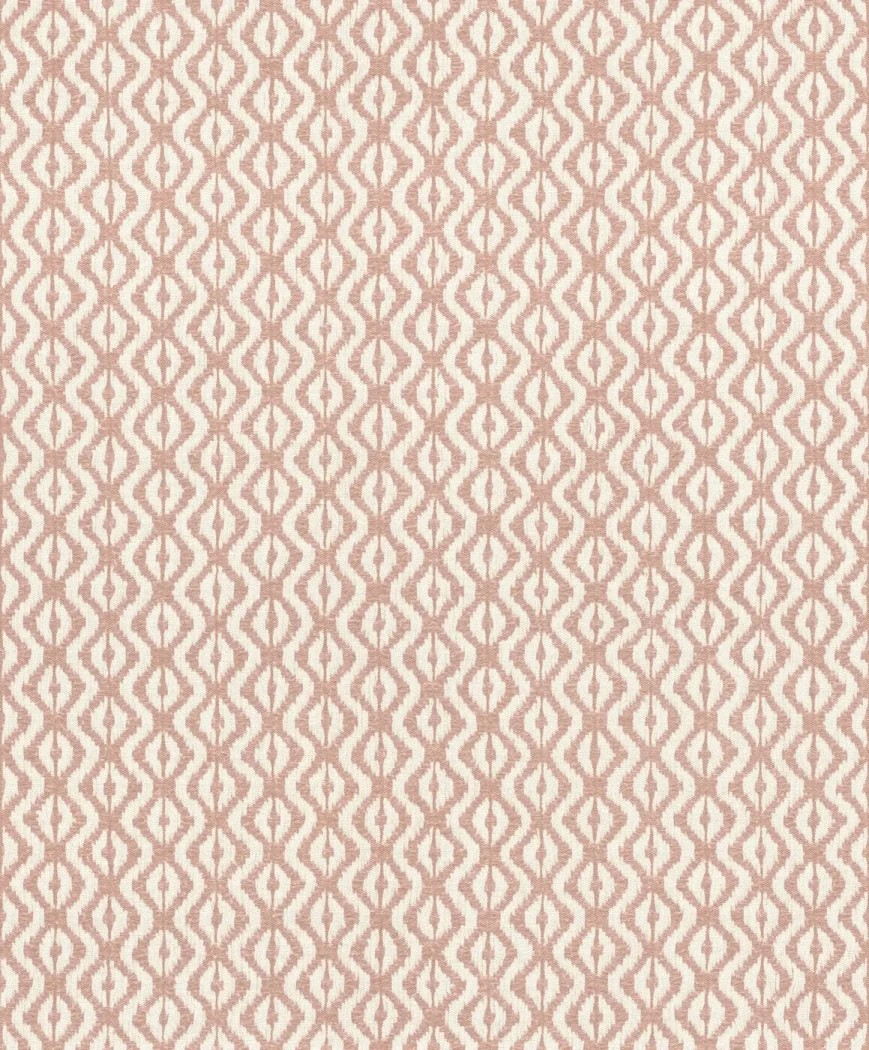 Wallpaper Red Clay with ikat diamonds in terracotta on ivory