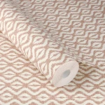 Wallpaper Red Clay with ikat diamonds in terracotta on ivory