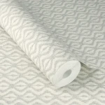 Wallpaper Platinum with a grey ogee pattern on ecru