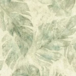 Wallpaper Aniseed with pale green graphic leaves on ivory