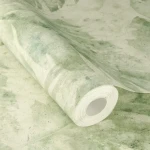Wallpaper Aniseed with pale green graphic leaves on ivory