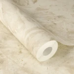 Wallpaper Frosted Millet, cream tone-on-tone tropical leaves in watercolour