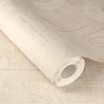 Wallpaper Pale Sand with cream abstract brushstrokes on linen texture