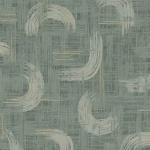 Wallpaper Rain, white and gold painted arcs on sage green