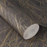 Wallpaper Grey Millstone with charcoal marble effect and gold veins