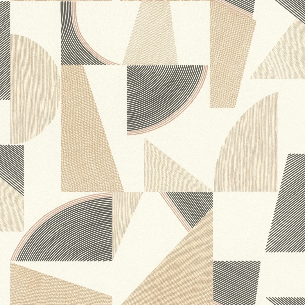 Wallpaper Frosted Hessian with beige and terracotta geometric shapes