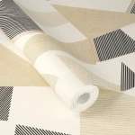 Wallpaper Frosted Hessian with beige and terracotta geometric shapes