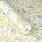 Wallpaper Frosted Maize with blue and yellow flowers on cream