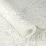 Wallpaper Pale Smoke with grey outlined monstera leaves