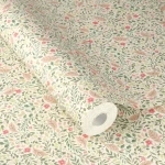 Wallpaper Frosted Sand with small coral flowers on cream