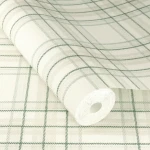 Wallpaper Pale Lemon with sage and pink tartan on cream