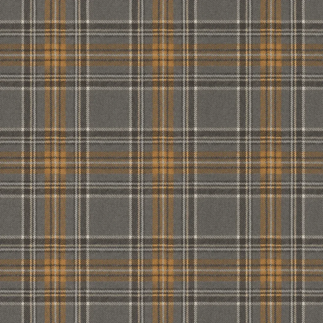 Wallpaper Ash Granite in grey and mustard tartan check