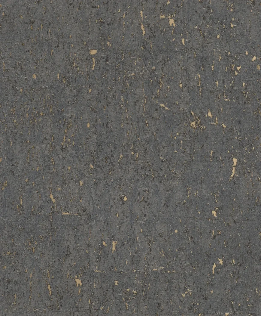 Wallpaper Misty Rain with charcoal cork texture and gold flecks
