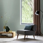 Wallpaper Gentle Basalt in plain grey-green with fine woven texture