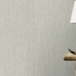 Wallpaper Veiled Rock with fine grey woven stripes on ivory