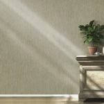 Wallpaper Misty Broom with beige and olive raffia-effect vertical texture