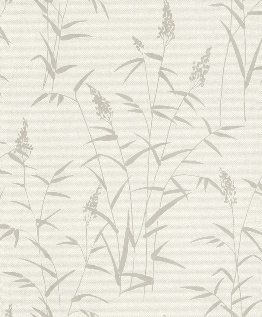 Wallpaper Meringue with grey grass silhouettes on off-white