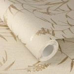 Wallpaper Frosted Millstone with beige grasses on ecru linen ground