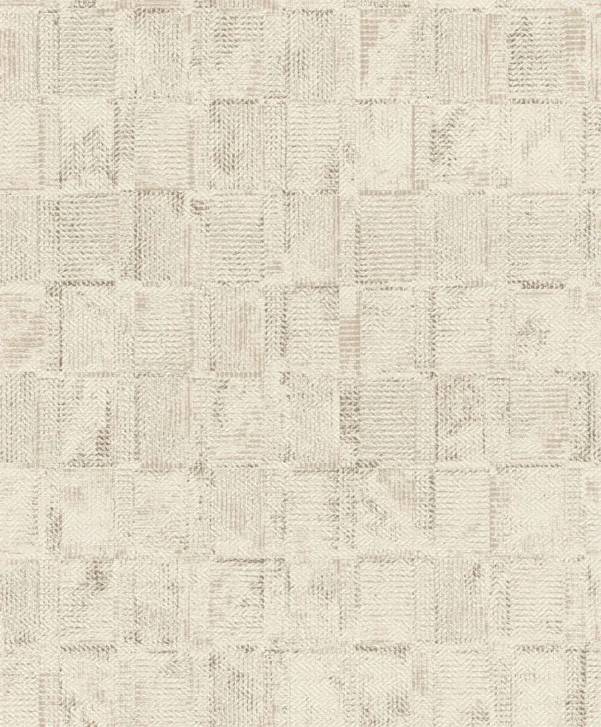 Wallpaper Frosted Nougat, cream and beige woven chevron squares