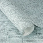 Wallpaper Veiled Platinum with blue-grey chevron patchwork grid