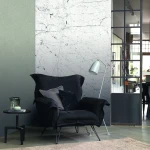 Wallpaper Pale Basalt, white marble effect with grey veining