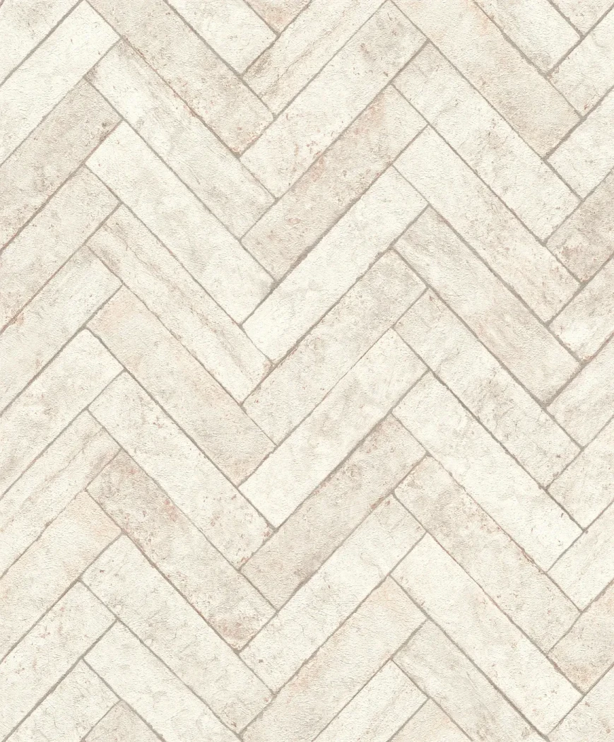 Wallpaper Light Almond with cream stone chevron pattern