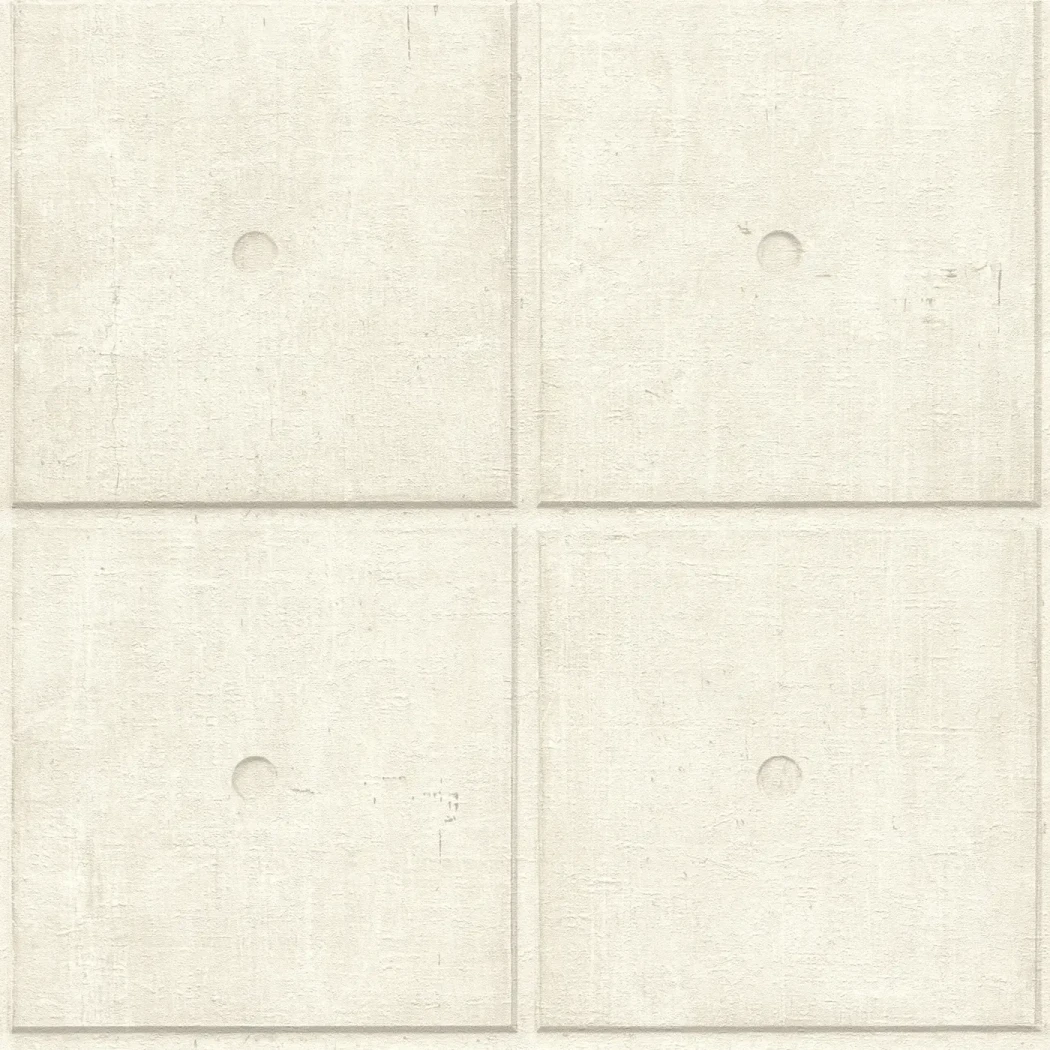 Wallpaper Light Sunflower with ivory square tiles and central rivets