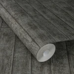 Wallpaper Ash Silica, grey staggered brick on charcoal ground