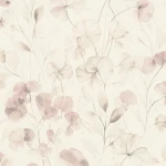 Wallpaper Light Chamois with pink flowers and leaves on cream