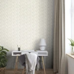 Wallpaper Frosted Flint, grey stems and small flowers on ivory