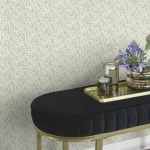 Wallpaper Frosted Zincwork with verdigris wild flowers on ivory