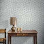Wallpaper Frosted Shadow with blue-grey floral sprigs on white