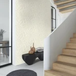 Wallpaper Mother of Pearl, beige and grey ferns on white