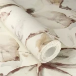 Wallpaper Veiled Twine with large beige and sage watercolour flowers