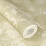 Wallpaper Frosted Rapeseed, ivory floral bouquets on patinated beige