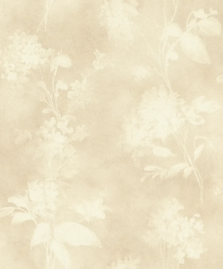 Wallpaper Light Champagne with pale beige lilac branches on cream
