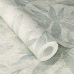 Wallpaper Frosted Grisaille, blue-grey foliage silhouettes on pale grey