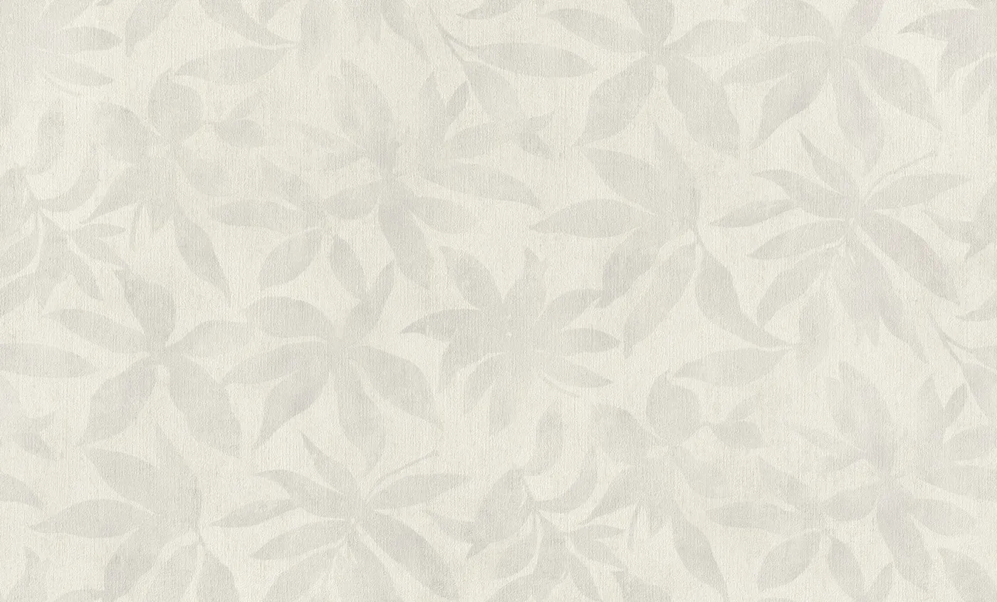 Wallpaper Light Grey Millstone with pale grey leaves on cream