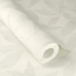 Wallpaper Light Grey Millstone with pale grey leaves on cream