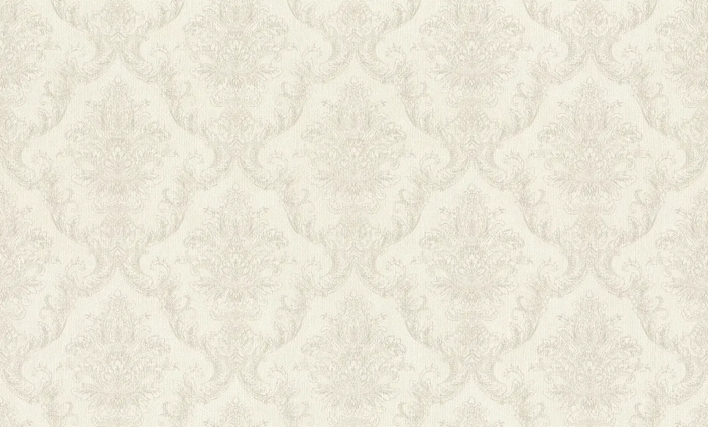 Wallpaper Pale Sand with ivory and gold damask medallions