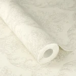 Wallpaper Pale Sand with ivory and gold damask medallions