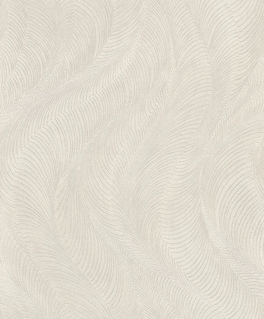 Wallpaper Frosted Semolina, satin feather waves on cream