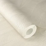 Wallpaper Frosted Semolina, satin feather waves on cream